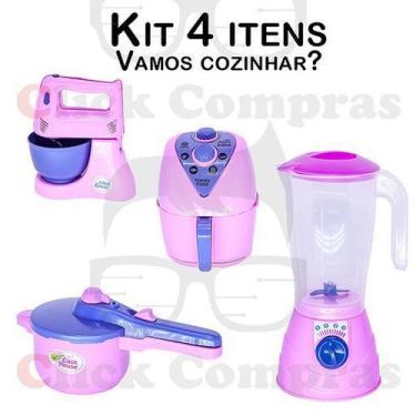 Imagem de Cozinha Infantil Batedeira Air Fryer Panela 4pç - CLICKCOMPRAS BRINQUE
