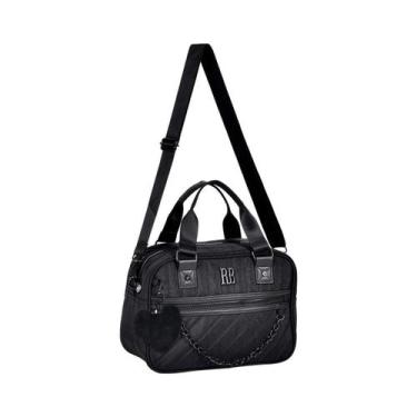Imagem de Bolsa Baú Preta Feminina Rebecca Bonbon Transversal Corrente
