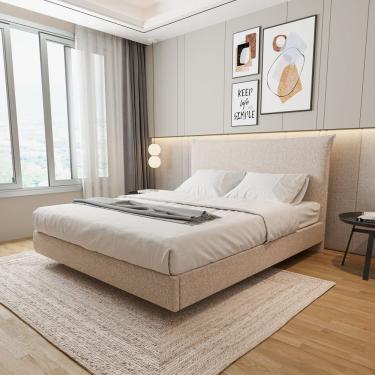 Imagem de Cama King Boreal Flutuante Cabecasa Madeiramadeira Bege