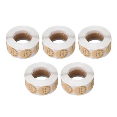 Imagem de FTVOGUE 5 Rolos 2500 Peças 1 Polegada Redonda de Papel Kraft Adesivos Selos Adesivos para Envelopes Seladores de Envelopes Etiquetas Autoadesivas para Elaboração de Embalagens