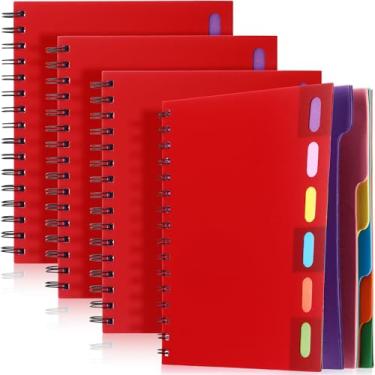 Imagem de Fainne Caderno espiral A5 com 3 peças, 6 matérias, pautado para faculdade, com abas divisórias, 15 x 20 cm, caderno espiral forrado com 240 páginas para estudar, trabalhar, escrever, material de