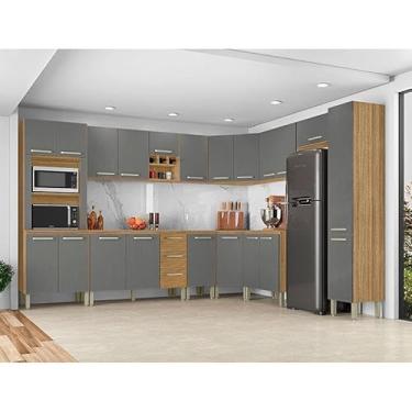 Imagem de Cozinha Modulada Ambiente Ametista Composição 1 Freijó Gris Ripado - Kits Paraná