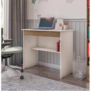 Imagem de Escrivaninha Multiuso para Computador e Notbook Ideal para Home Ofice e Estudos (OFF WHITE/FREIJÓ)