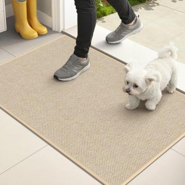 Imagem de StepAura Tapete de porta frontal para entrada interna 81 cm x 119 cm resistente à sujeira interior lavável tapetes de porta para entrada antiderrapante, bege