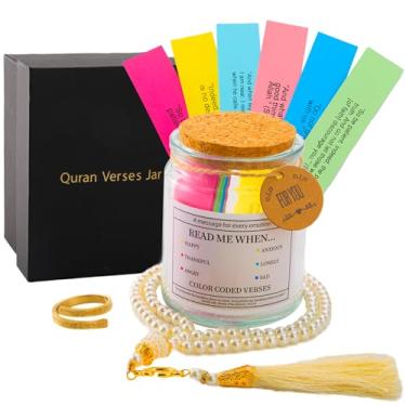 Imagem de INSYOHO Conjunto de 3 peças de presente islâmico para homens e mulheres, jarra de versículo islâmico e anéis Ayatul Kursi e contas de oração muçulmana, presentes Eid Ramadan, decoração de casa