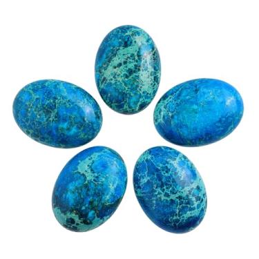 Imagem de TUMBEELLUWA Cabochão de pedra oval de jaspe sedimento marinho semi-precioso CAB para fabricação de joias, azul marinho (22 x 30 mm)