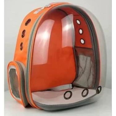 Imagem de Mochila Pet Transparente: Transporte Gato – Respirável, Visão Panorâmica, Ideal para Viagem e Passeios(Laranja 825)
