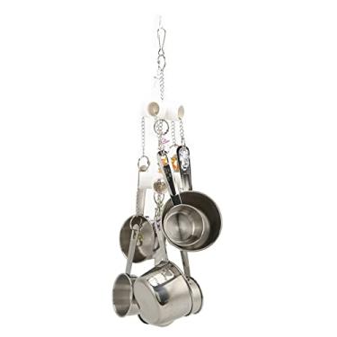 Imagem de Cuofyunl pote de brinquedo para pássaros, copos de aço inoxidável, papagaios coloridos, brinquedo de mordida para periquitos, calopsitas