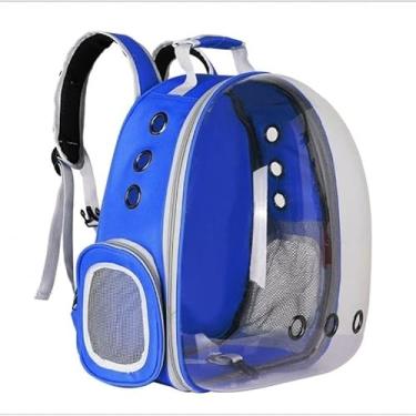 Imagem de Mochila Pet Transparente: Transporte Gato – Respirável, Visão Panorâmica, Ideal para Viagem e Passeios(Azul marinho 825)