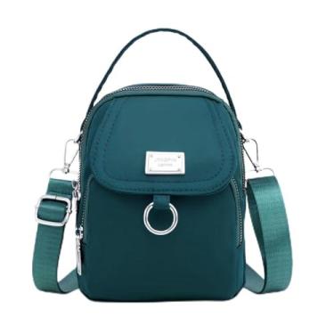 Imagem de Bolsa pequena quadrada de armazenamento casual vários usos bolsa mensageiro feminina zíper ombro único (verde)