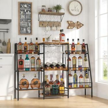 Imagem de Xixi Home Rack de vinho trapézio de 3 camadas, prateleiras de armazenamento de vinho, suporte de garrafa de vinho independente, suporte de exibição de garrafa de licor de canto para armários de bar de