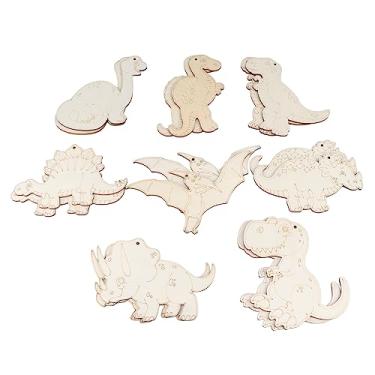 Imagem de Acouto Recortes de Madeira de Dinossauro - 16 Peças de Enfeites Artesanais de Madeira Inacabados Fofos para Decoração de Festa Em Casa Com Corda de Cânhamo de 10m (Dinossauro misto com furo, corda de cânhamo de 10)