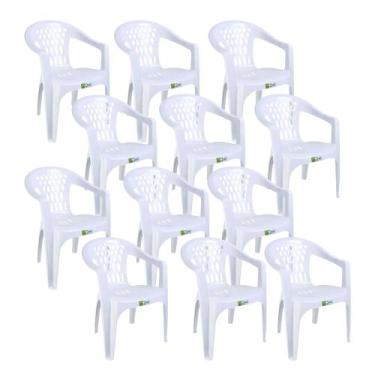 Imagem de Kit 12 Cadeiras de Plástico com Braço Duo Bella Duoplastic Empilháveis
