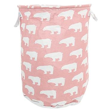 Imagem de CUOFYUNL Cesto de roupa suja dobrável de grande capacidade para armazenamento de roupas e brinquedos Bolsa Organizador de materiais para casa (fundação urso branco)