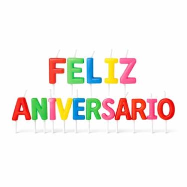 Imagem de Vela Feliz Aniversario Colorida Para Bolo Conjunto 16 Pecas Letras Decoracao Festa