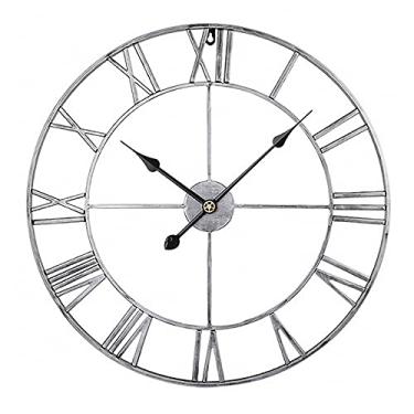 Imagem de U5GAAALPPQ9 Relógio de parede vintage decoração para sala de estar cozinha movimento de varredura de quartzo silencioso redondo grande relógio de parede de metal 80 cm relógios de parede operados por