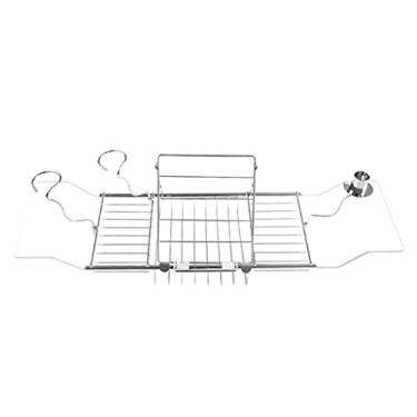 Imagem de Rack de banheira retrátil doméstico de aço inoxidável, caixa de armazenamento retrátil para chuveiro, acessórios de banheiro e vinho