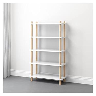 Imagem de Prateleiras de estante simples, prateleiras de exibição de chão, estantes pequenas com economia de espaço multicamadas para prateleiras de armazenamento de quarto em casa (cor: 50 x 40 x 79,8 cm) (80