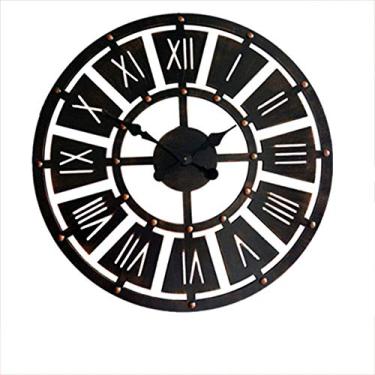 Imagem de U5GAAALPPQ9 Relógios de parede retrô decoração de parede 3D relógio de parede de madeira criativo estéreo numeral romano sala de estar relógio de quartzo 60 cm