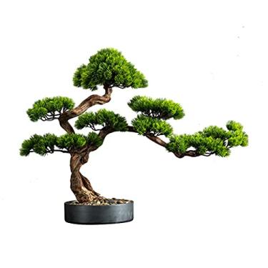 Imagem de SLGGPJBU Plantas artificiais planta artificial simulação de madeira pinheiro bem-vindo hotel área de trabalho varanda sala de estar planta verde zen bonsai decoração ornamentos bonsai pinheiro