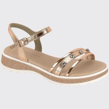 Imagem de Sandália Infantil Meninas Flat Slide Molekinha 2361.210.14862 Ouro N° 31-Feminino