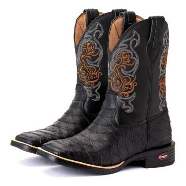 Imagem de Bota Texana Couro Country Escamada Bico Quadrado Rodeio - Campero, Ltg