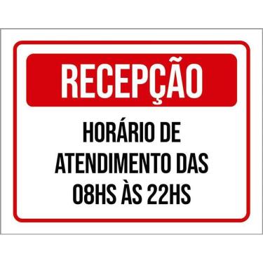 Imagem de Placa Sinalização - Recepção Verm Horário Atendimento 36X46