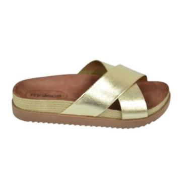 Imagem de Sandália Feminina Papete Napa Moleca 5500.215 Cor:DouradoTamanho:36, D