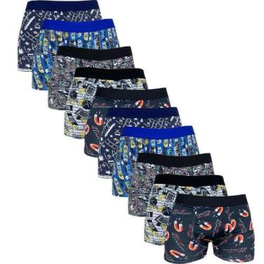 Imagem de Kit 10 Cuecas Box Boxer Em Microfibra Estampada Adulto - Fristyle, G