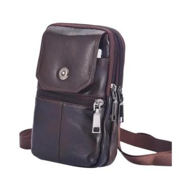 Imagem de Bolsa Mensageiro Masculina De Couro De Vaca, 2023, Com Vários Bolsos, 