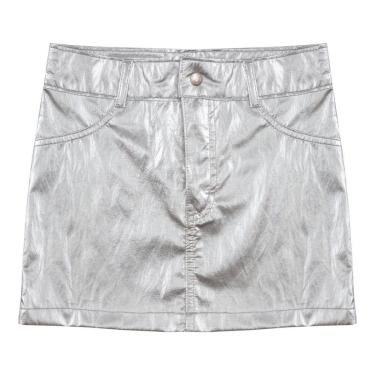 Imagem de Saia Juvenil Look Jeans Metalizada - 16 - PRETO-Feminino