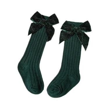 Imagem de Meias Altas Vermelhas Brilhantes Para Bebês Meninas Outono Inverno Com