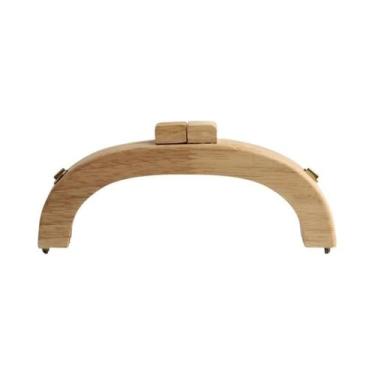 Imagem de Bolsa Transversal Artesanal Com Alça De Madeira Em Formato U, Acessóri