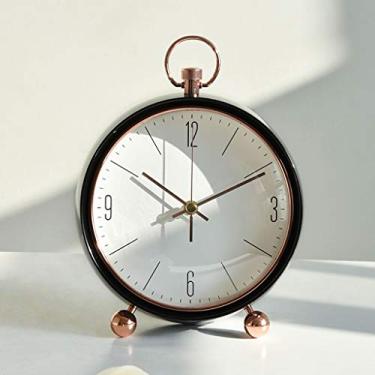 Imagem de Relógios de mesa elegantes leves luxo retrô grande relógio de mesa doméstico mudo relógio de cabeceira mesa de cabeceira mudo criativo relógio de mesa relógio de pé (cor: B)