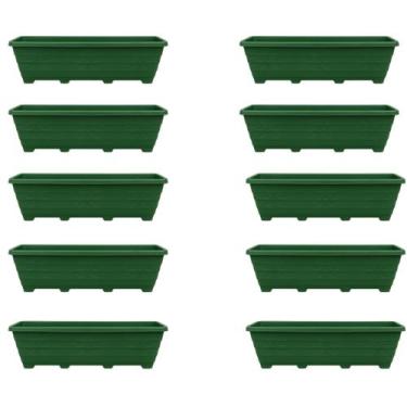 Imagem de Kit 10 - Floreiras De Chão 80cm Plástico Resistente Verde - Goyama