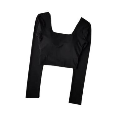 Imagem de Top De Yoga Feminino De Manga Longa Com Costas Cruzadas, Confortável P