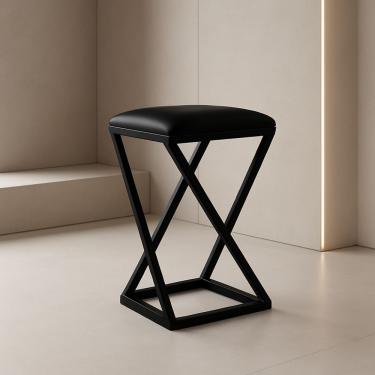 Imagem de Banqueta Z 80 Cm Banco Cozinha Corino Bistrô Ferro Balcão Preto