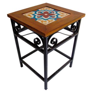 Imagem de Banco De Ferro E Madeira Rústico Com Ladrilho Hidráulico Azulejo Ladrilho A1