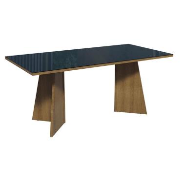 Imagem de Mesa Jantar Retangular Tampo Vidro Rustic-preto