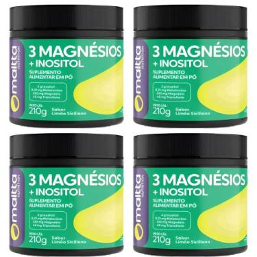 Imagem de Kit 4 3 Magnésios + Inositol em pó Sabor Limão 4x210g - Maltta, Limão 