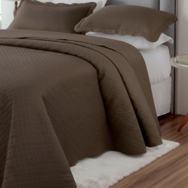 Imagem de Cobre Leito Colcha Casal Queen Pratika Dupla Face 03 Peças - Marron Bolinha - 100% Poli...