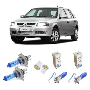 Imagem de Kit Lâmpada Super Branca Farol Alto Baixo Milha Pingo Gol G4