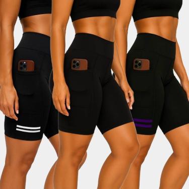 Imagem de Bermudas Ciclista Suplex Bolso Não Fica Transparente Cós Alto Kit ou Individual-Feminino