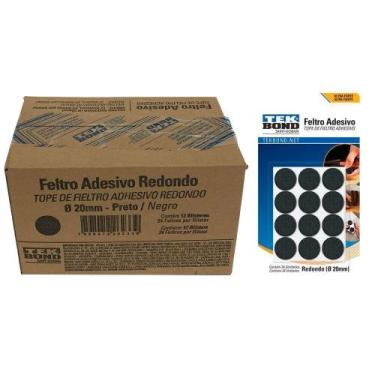 Imagem de Cx 288 Feltro Protetor Adesivo Pé Sofá Cadeira Mesa Tekbond Preto, Pre