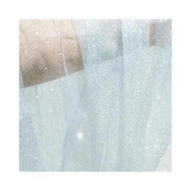 Imagem de Tecido De Tule Com Glitter Prateado E Lantejoulas, Renda De Rede Macia