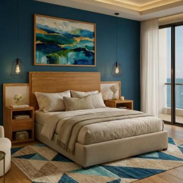 Imagem de Cabeceira Com Criados Ajustável Autossustentável Para Cama Box Casa e 