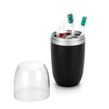 Imagem de Porta Escova de Dente e Pasta com Tampa Transparente - Arthi, Preto/Cr