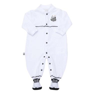 Imagem de Macacão Bebê Santos Branco Longo Chuteira Oficial