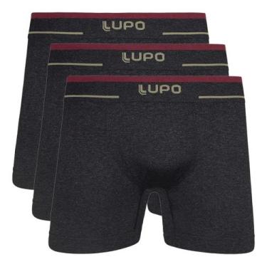 Imagem de Kit 3 Cueca Boxer Lupo Microfibra Sem Costura Plus Size Cor:Preto Mesc