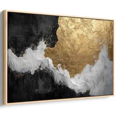 Imagem de Quadro Dourado Encontro de Luz e Sombra - Mioquadros, 60x40 cm, Natura